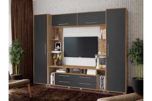 Гостиная "Гармония" (графит софт - дуб крафт золотой)