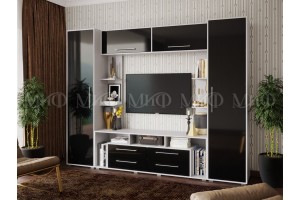 Гостиная "Гармония" (черный глянец - белый)