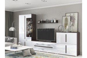 Гостиная "Ким-1" (белый глянец - венге)