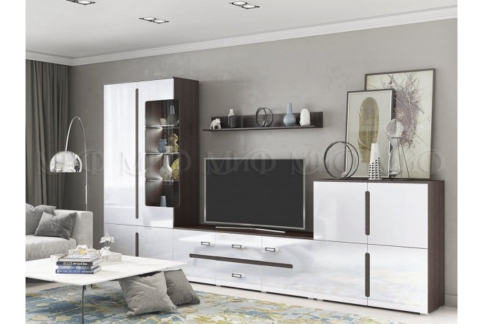 Гостиная Ким-1 белый глянец - венге