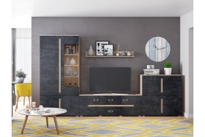 Гостиная "Ким-1" (бетон графит - дуб сонома)