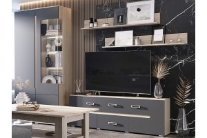 Гостиная "Ким-1" (графит софт - дуб сонома)