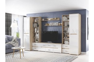 Гостиная "Ким-2" (белый глянец - дуб сонома)