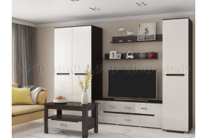 Гостиная "Ким-3" (белый глянец - венге)