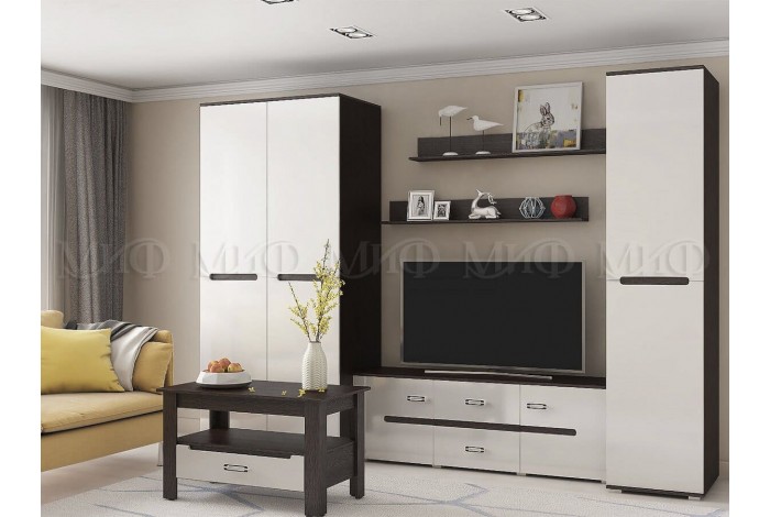Гостиная Ким-3 белый глянец - венге