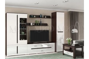Гостиная "Ким-4" (белый глянец - венге)