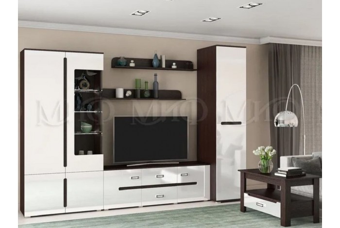 Гостиная Ким-4 белый глянец - венге