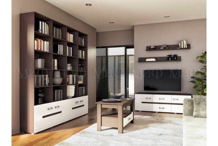 Гостиная Ким-5 белый глянец - венге