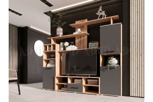 Гостиная "Мини-2" (графит - дуб крафт золотой)