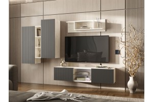 Гостиная "Оскар-1" (дуб крафт белый - графит софт)