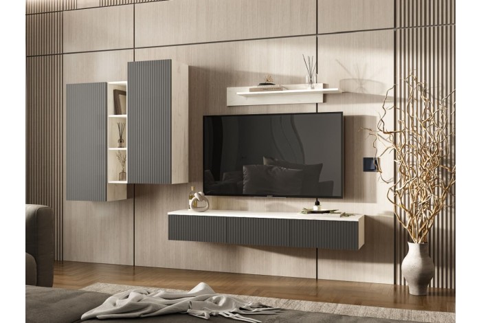 Гостиная Оскар-2 дуб крафт белый - графит софт