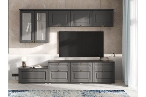 Гостиная "Престиж-1" вариант 5 (графит - графит структурный)