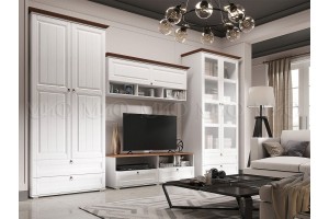 Гостиная "Валенсия" (белый - орех - белый матовый)