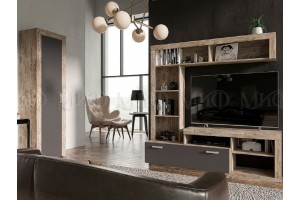 Гостиная "Ангара" с пеналом (дуб Юкон - графит)