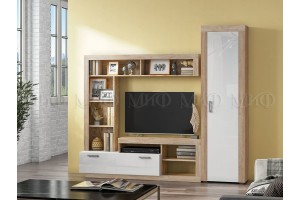 Гостиная "Ангара" с пеналом (дуб сонома - белый глянец)