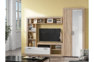 Гостиная "Ангара" со шкафом (дуб сонома - белый глянец)