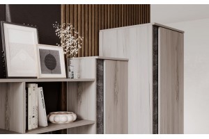 Гостиная "Атлантида-5" (дуб крафт белый - бетон темный)