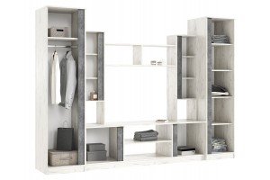 Гостиная "Атлантида-5" (дуб крафт белый - бетон темный)