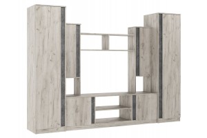Гостиная "Атлантида-5" (дуб крафт серый - бетон темный)