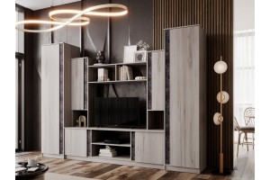 Гостиная "Атлантида-5" (дуб крафт серый - бетон темный)