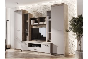 Гостиная "Атлантида-6" (дуб крафт серый - кашемир)