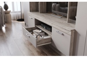 Гостиная "Атлантида-6" (дуб крафт серый - кашемир)