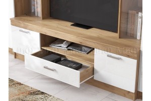 Гостиная "Атлантида-6" (дуб крафт золотой - белый глянец)