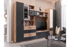 Гостиная "Белла" (графит - дуб крафт золотой)