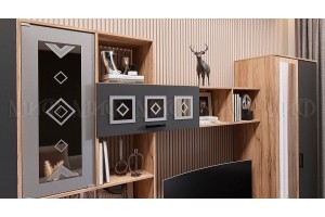 Гостиная "Белла" (графит - дуб крафт золотой)