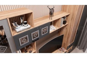 Гостиная "Белла" (графит - дуб крафт золотой)