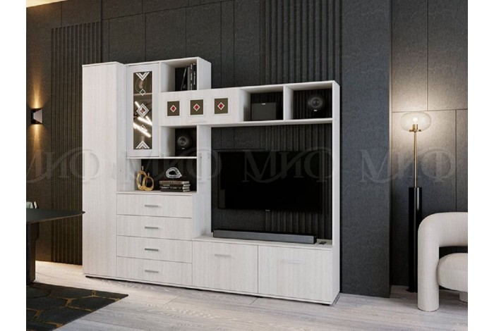 Гостиная Белла с пеналом сандал светлый