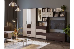 Гостиная "Белла" с 3-х створчатым шкафом (дуб беленый - венге)