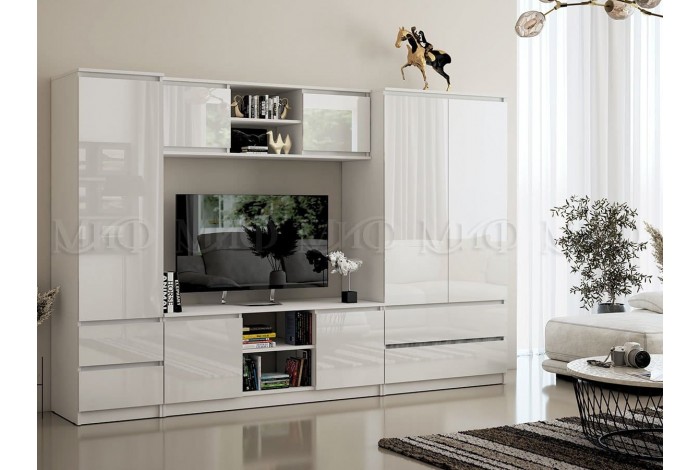 Гостиная Челси - 1 белый - белый глянец