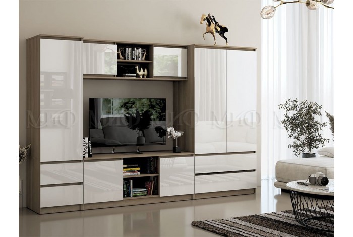 Гостиная Челси - 1 дуб сонома - белый глянец