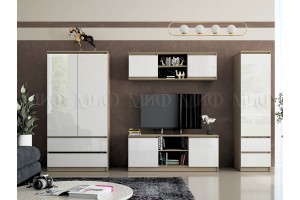 Гостиная "Челси - 1" (дуб сонома - белый глянец)