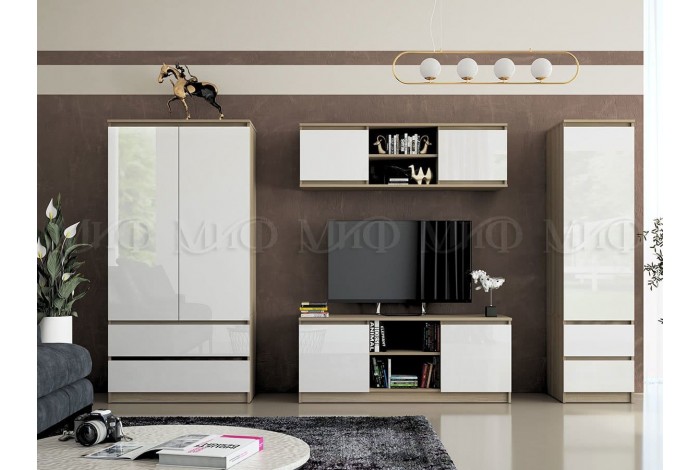 Гостиная Челси - 1 дуб сонома - белый глянец