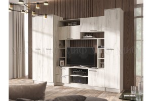 Гостиная "Флора" без зеркал (дуб крафт белый - дуб крафт белый)