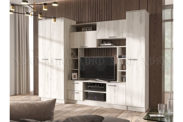 Гостиная Флора без зеркал дуб крафт белый - дуб крафт белый