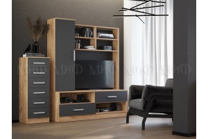 Гостиная "Мартина" центральная секция (графит - дуб крафт)