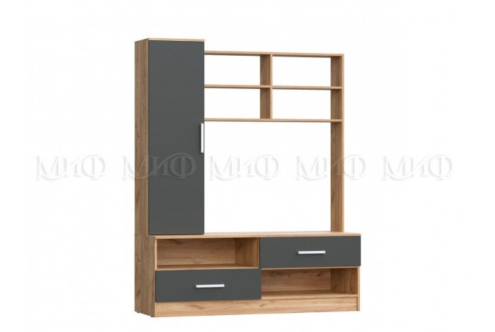 Гостиная Мартина центральная секция графит - дуб крафт