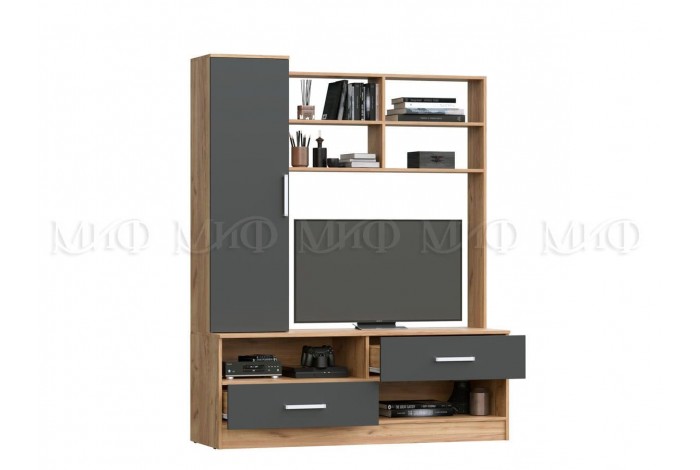 Гостиная Мартина центральная секция графит - дуб крафт