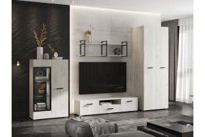 Гостиная "Нэнси NEW" (дуб крафт белый - дуб крафт белый)