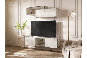 Тумба под ТВ "Норд" подвесная (дуб крафт белый - дуб крафт белый)