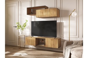 Тумба под ТВ "Норд" подвесная (дуб крафт золотой - дуб крафт золотой)