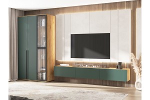 Гостиная "Норд" (дуб крафт золотой - изумруд)