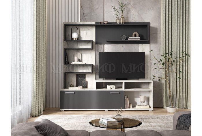 Гостиная Рица дуб крафт белый - графит