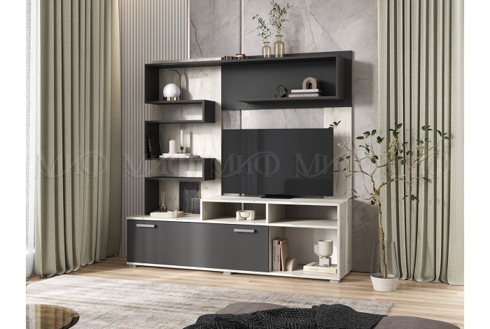 Гостиная Рица дуб крафт белый - графит