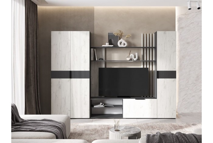 Гостиная Роджина - 1 графит - дуб крафт белый