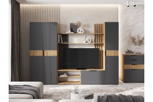 Гостиная "Роджина - 2" (дуб крафт золотой - графит)