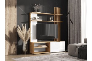 Гостиная "Роджина" (дуб крафт золотой - белый глянец холодный)